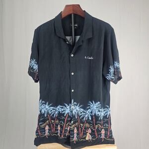 Barney Cools Men's Hawaiian Button- Up Shirt- Black M – Australian Resort wear
